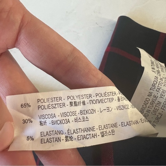 Zara Navy and Red Plaid Trousers - Picture 3 of 4